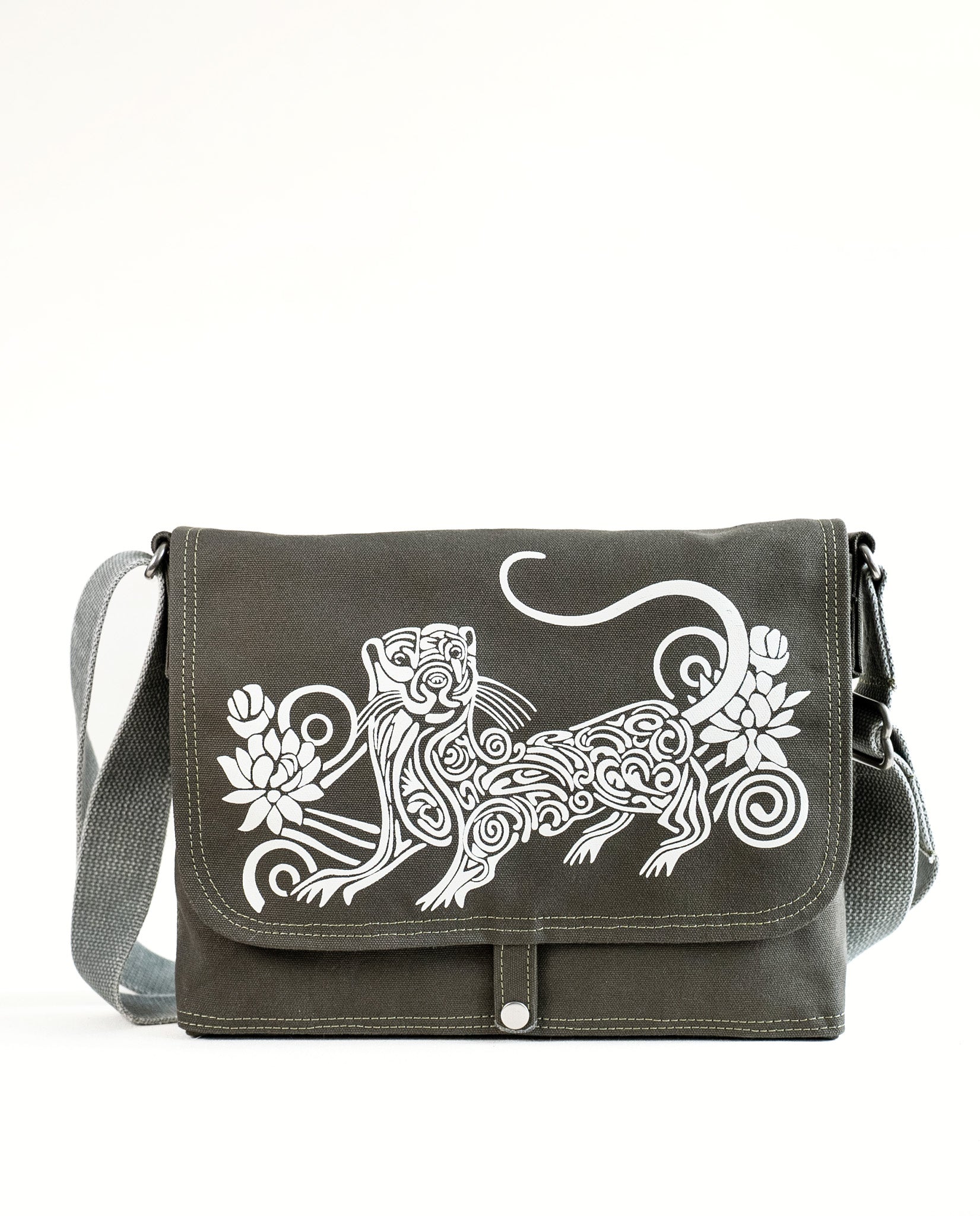 Fox Sketch 2024 Embroidered Canvas Messenger Bag