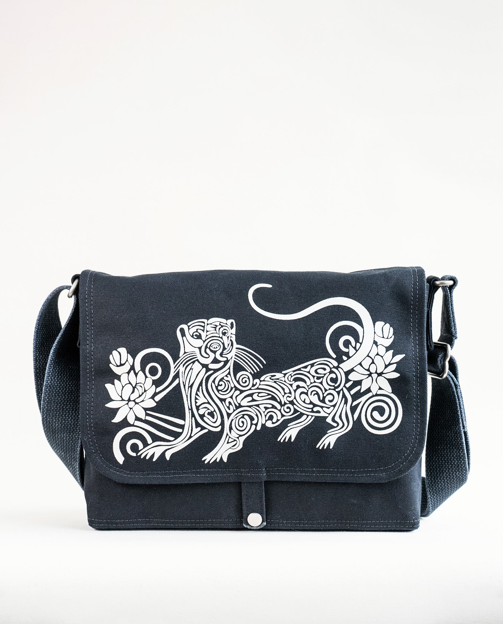 Dark Narwhal Embroidered shops Canvas Messenger Bag