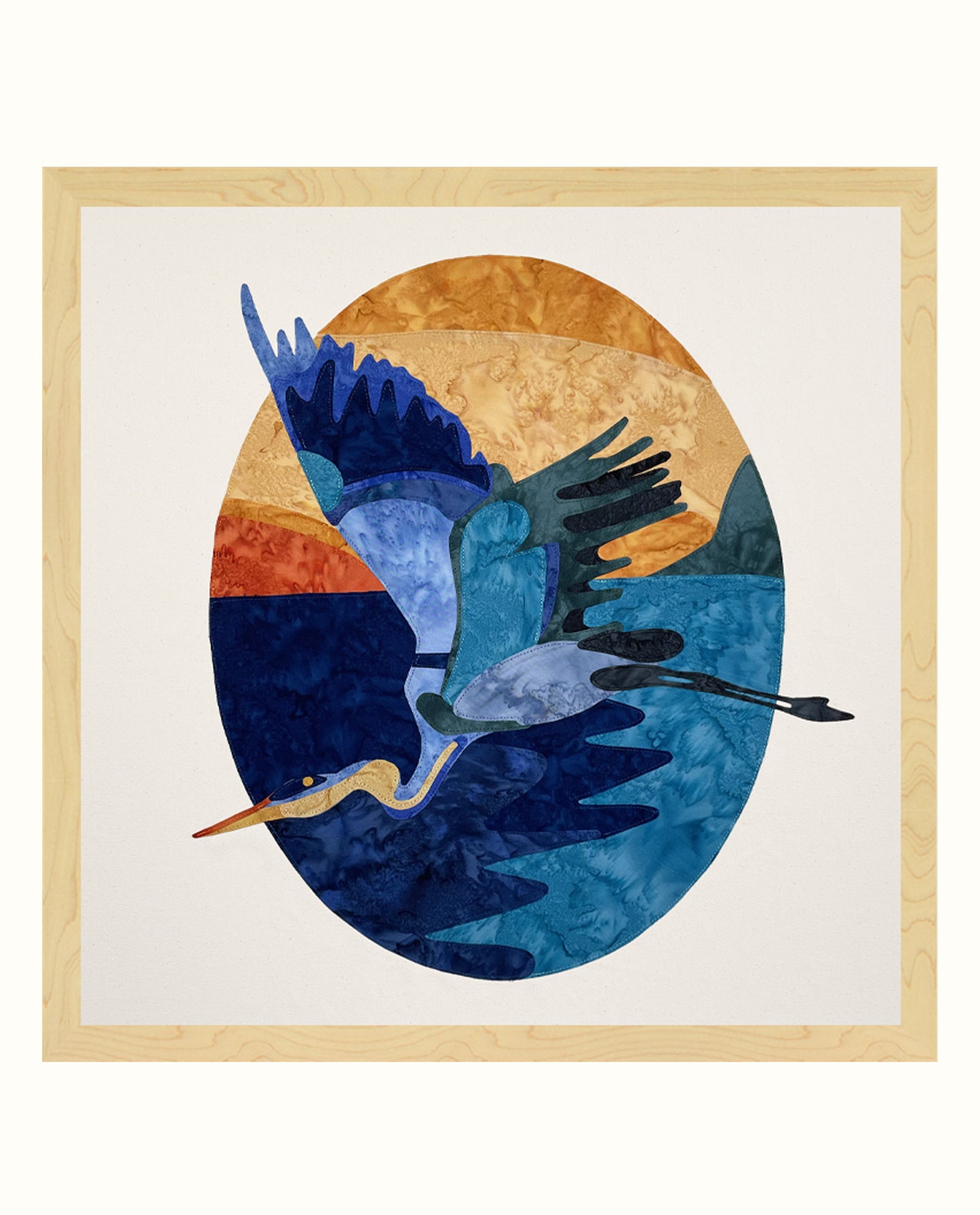 Fabric Collage Art - Great Blue Heron