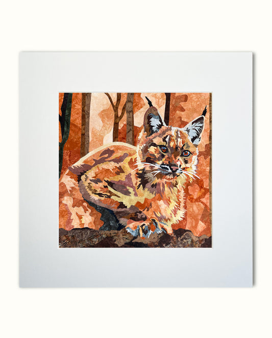 Fabric Collage Print - Lynx