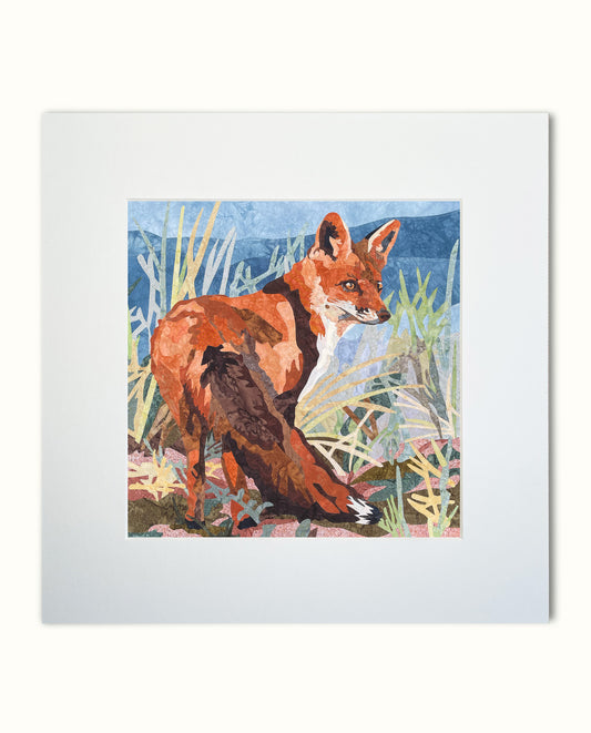 Fabric Collage Print - Red Fox